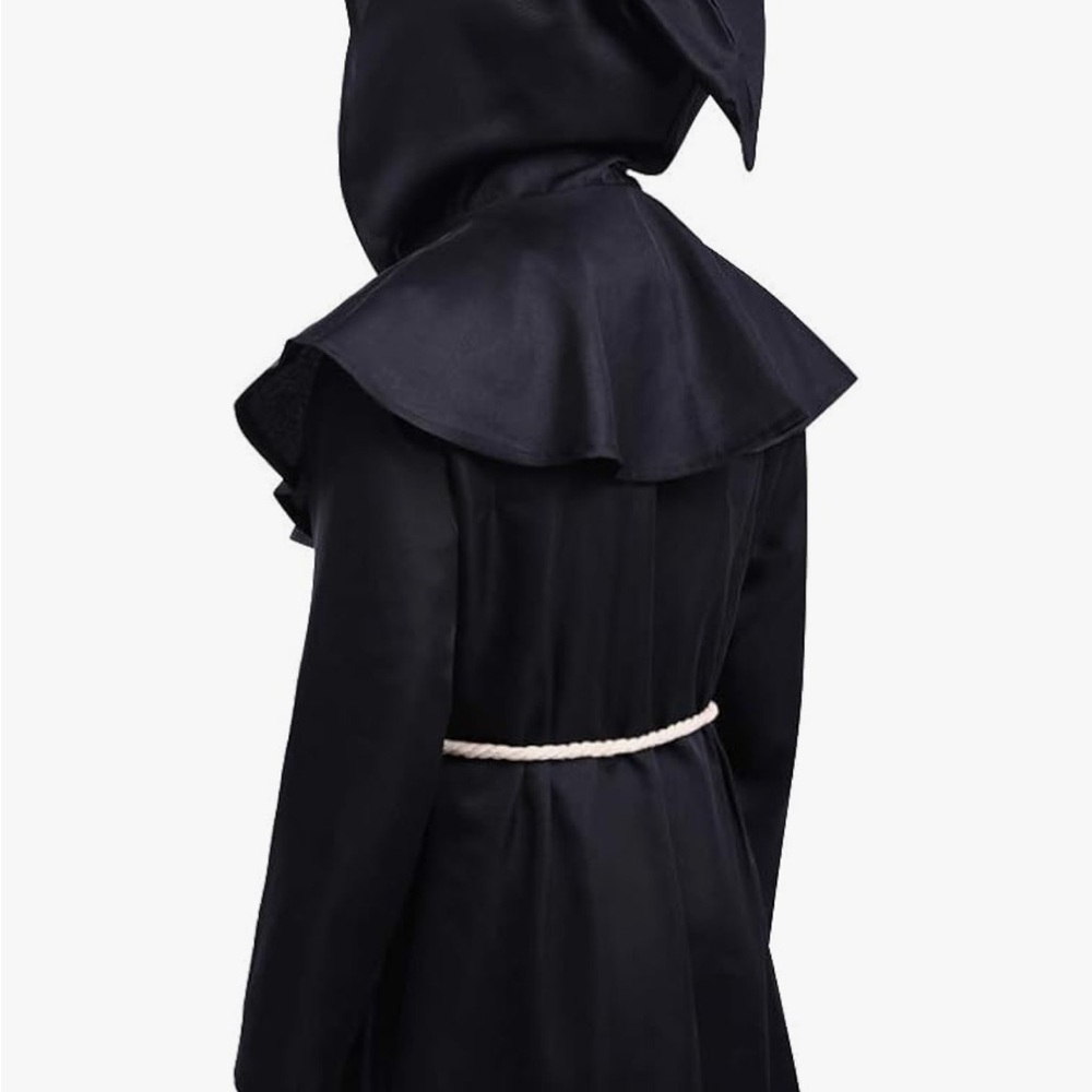 Friar Medieval Hooded Monk Priest Robe Tunic Black Clergy Robe with Cross Medium - Picture 8 of 13